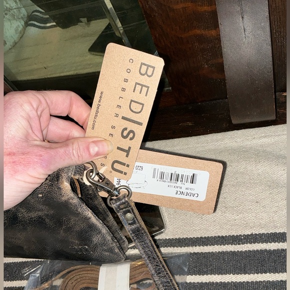 NWT Bed Stu Leather Cadence Wallet Wristlet Crossbody Bag Black Lux MSRP $175 - Picture 3 of 14